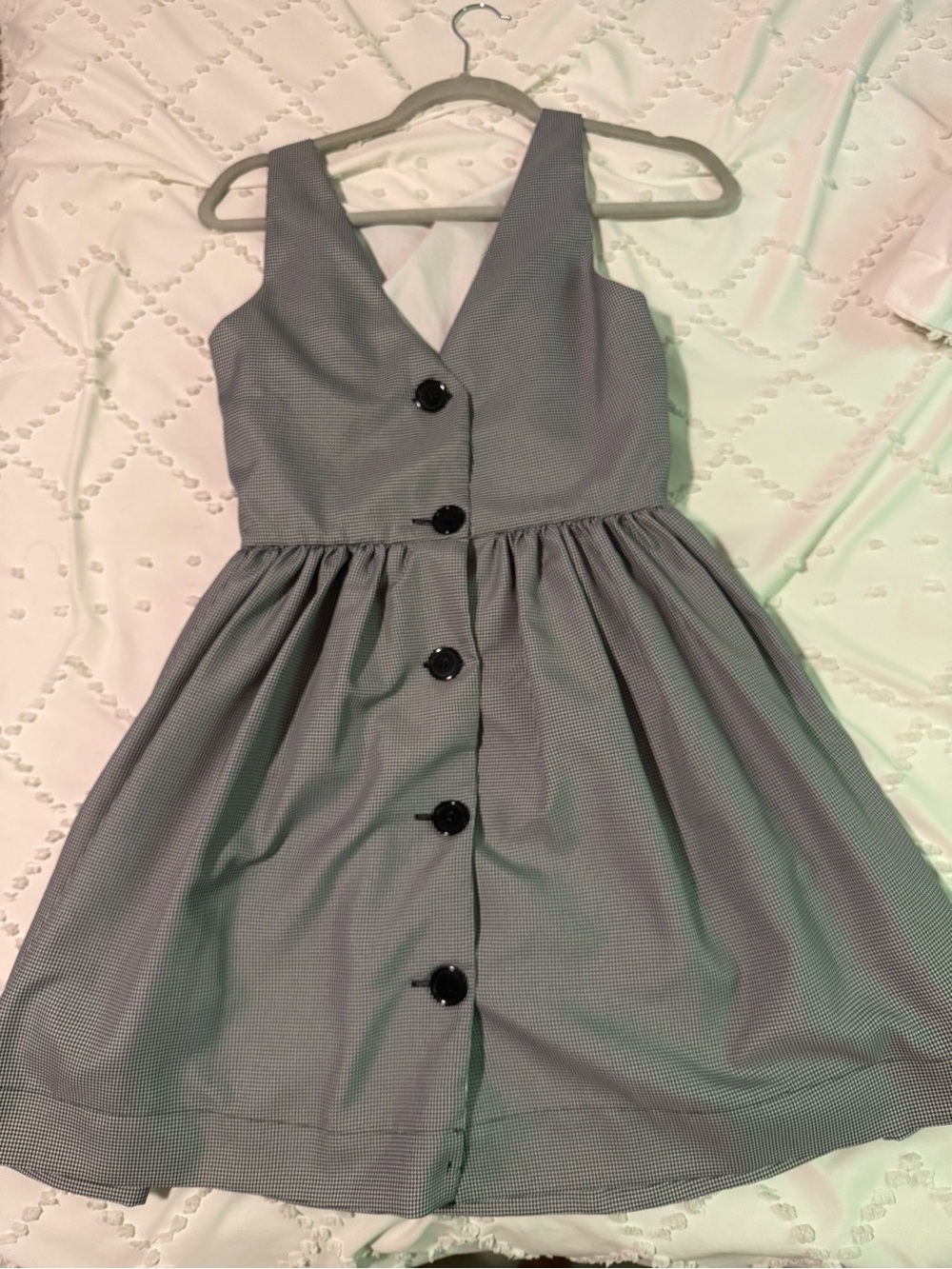 American Apparel Black and White Houndstooth Swing Button Dress